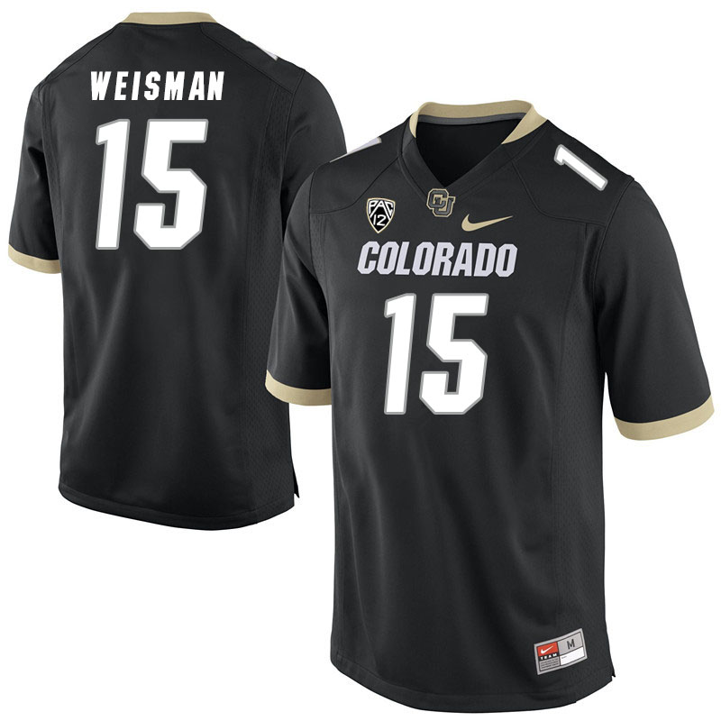 Men #15 Kasen Weisman Colorado Buffaloes College Football Jerseys Stitched Sale-Black - Click Image to Close